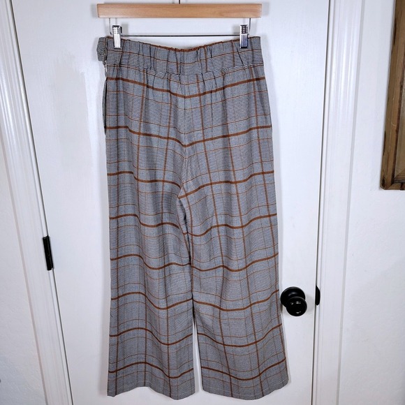 Roolee Gray Plaid Wide Leg Cropped Trousers Size Small Chic Preppy Pants - Picture 6 of 7